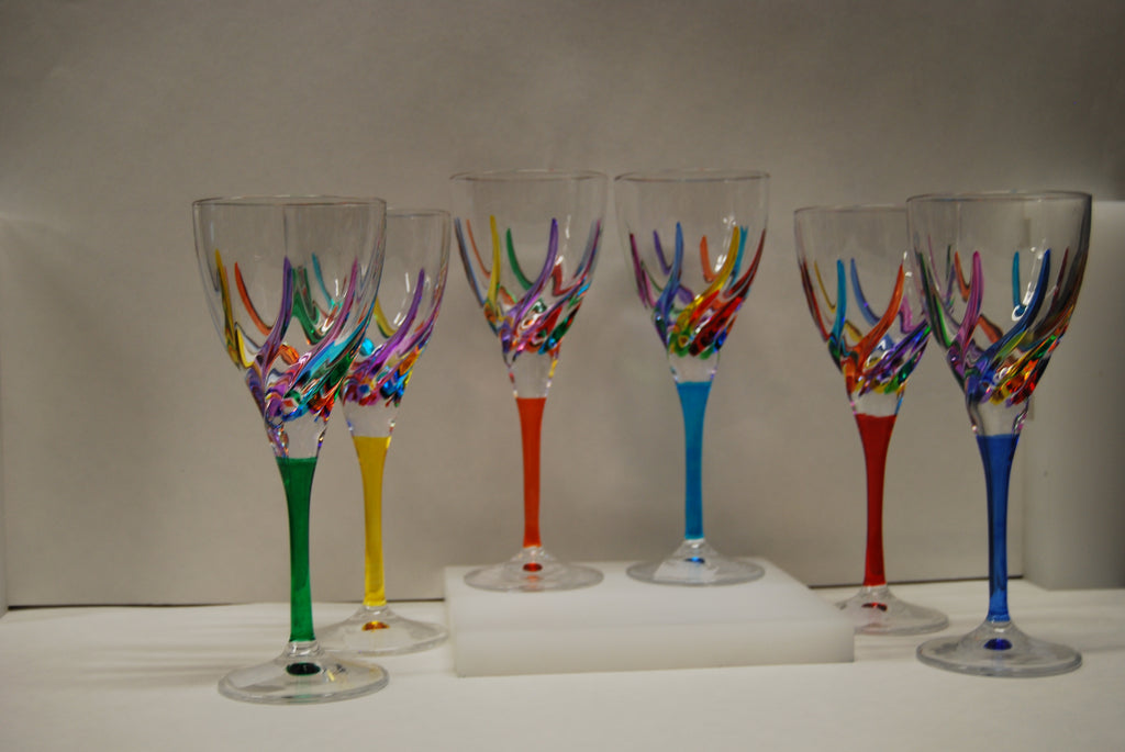 Murano Glass Trix Multi Color Wine Glass - Sold Per Glass