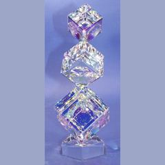 Crystal Di-Chroic Cube 3 Tier 13 Inchs Height  /  *Please Call for Pricing