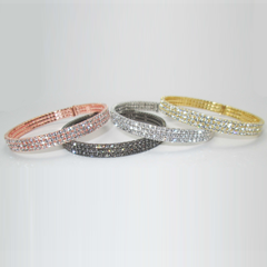 3 Row Cuff Bracelet w/ Swarovski Crystals