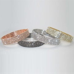 5 Row Cuff Bracelet w/ Swarovski Crystals